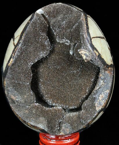 Septarian Dragon Egg Geode - Black Crystals #57429